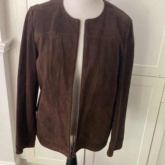 JJill Genuine Suede Leather Zippered Jacket - Picture 4 of 11